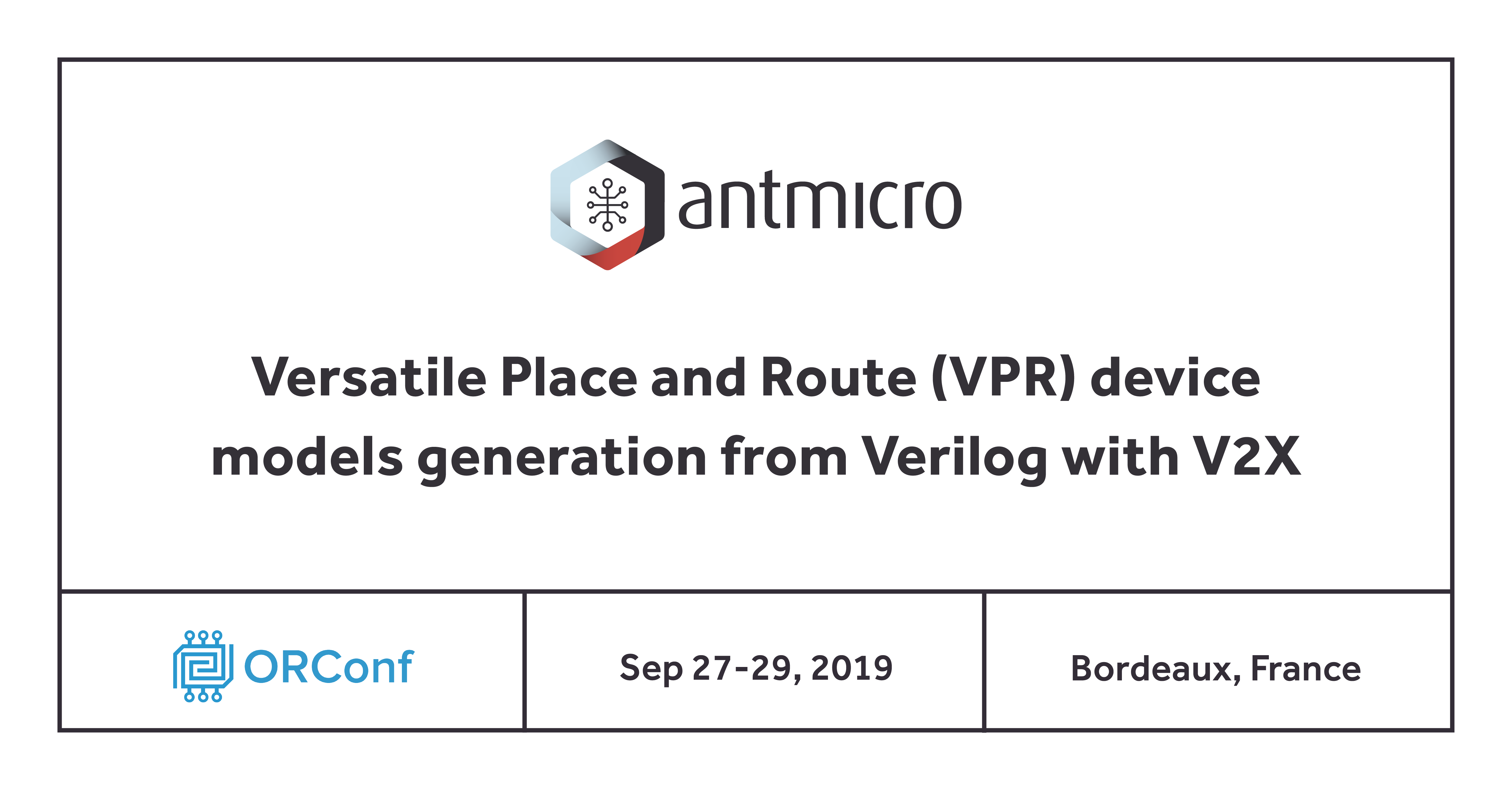 Talk about VPR from Verilot with V2X